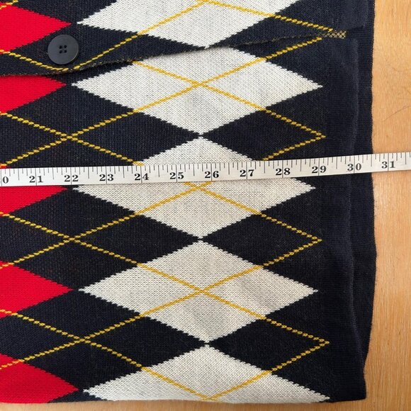 Stilosophy Industry Sweater Mens M/L Argyle Cardigan Wool Made Italy Knit Luxury - Picture 9 of 9